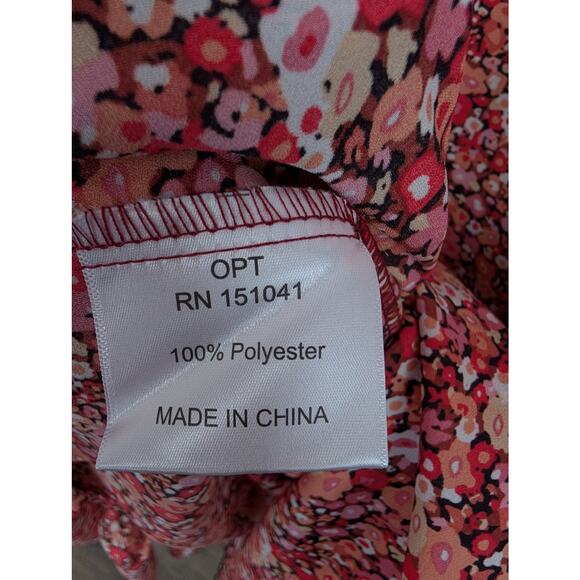 OPT Midi Dress Floral Ruffle Tiered Prairie Boho Flowy Red Orange Fall Size S - Picture 8 of 9